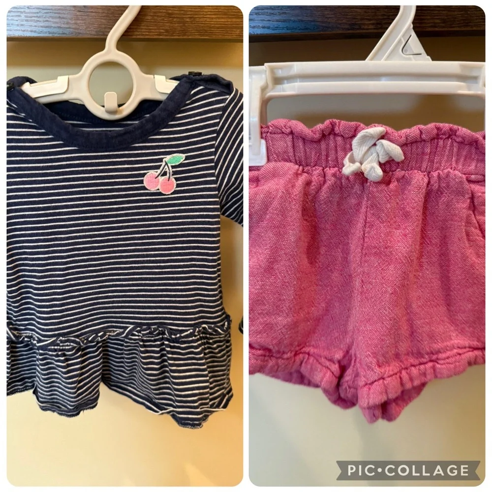 Carter's Old Navy Toddler Girl Ruffle Shirt and Pink Shorts Outfit